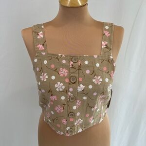 BP Linen Blend Sophie‎ Floral Crop Top